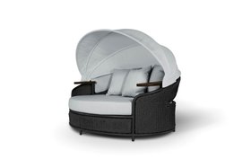 Outdoor Garden | Galea grey daybed, cushion, and parasol