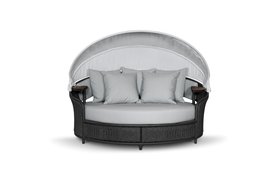 Outdoor Garden | Galea grey daybed, cushion, and parasol