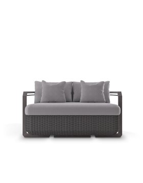 Outdoor Garden | Hampton grey two-seat sofa and cushion
