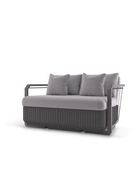 Outdoor Garden | Hampton grey two-seat sofa and cushion