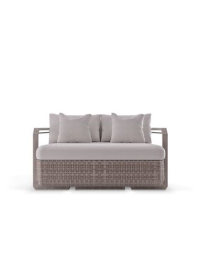 Outdoor Garden | Hampton wood two-seat sofa and cushion