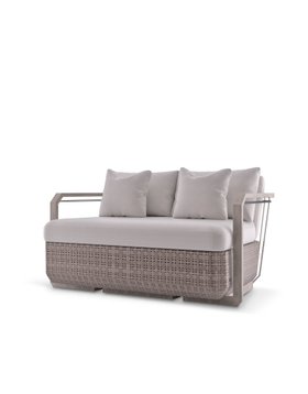 Outdoor Garden | Hampton wood two-seat sofa and cushion