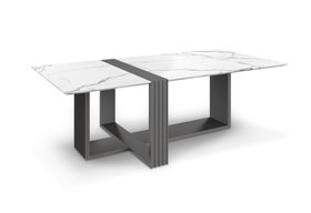 Outdoor Garden | Vertigo outdoor dining table in marble and stainless steel finishes