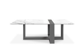 Outdoor Garden | Vertigo outdoor dining table in marble and stainless steel finishes