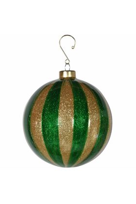 Green & Gold Stripe Bauble