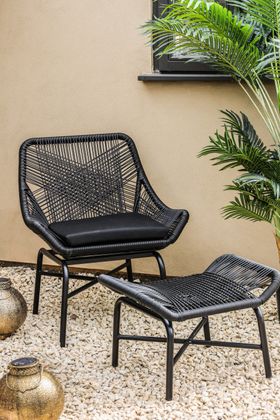 Alfresco Woven Rattan Outdoor Chair With Foot Stool