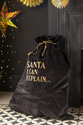 Santa I Can Explain Velvet Christmas Sack