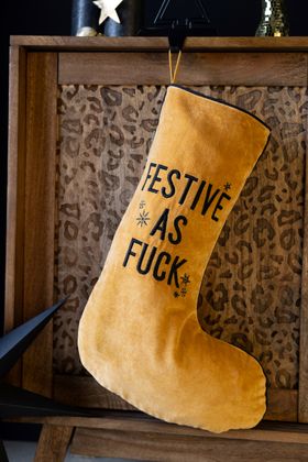 Festive As Fuck Gold Christmas Stocking