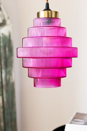 Hot Pink Tiered Glass Easyfit Ceiling Shade