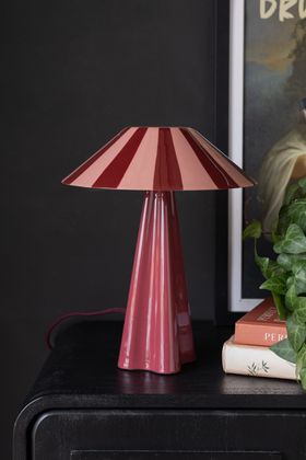Deep Red Stripe Table Lamp