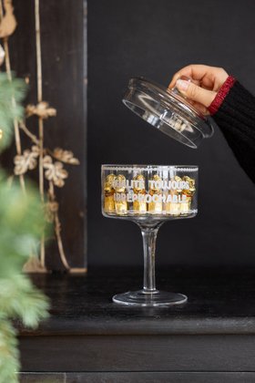 Vintage-Style Stemmed Glass Storage Jar with Lid