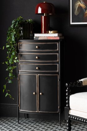 Rockett St George Black & Gold Antiqued-Style Side Cabinet