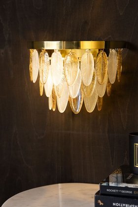 Stunning Art Deco Glass Feather Wall Light - SAMPLE