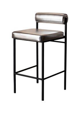 Metallic Silver Roll Back Bar Stool
