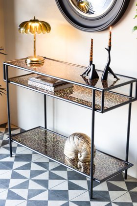 Leopard Print & Glass Console Table
