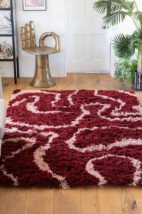 Red & Pink Swirl Berber Rug - Available in 5 Sizes