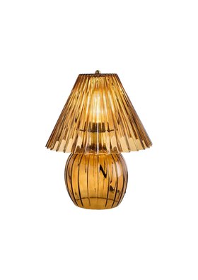 Ribbed Amber Glass Table Lamp