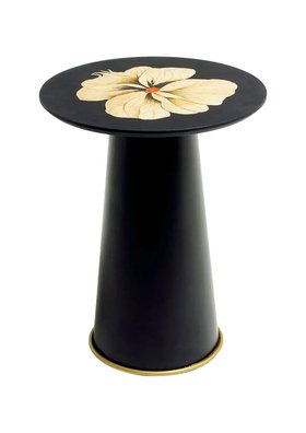 Black Floral Pattern Side Table