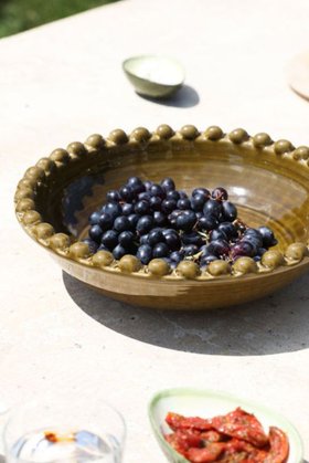 Olive Green Bobbin Ceramic Bowl - DISCONTINUED