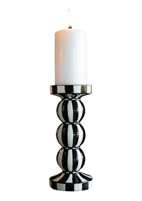 Black & White Stripe Pillar Candle Holder - Tall