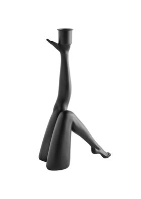 Kicking Leg Candle Holder In Black