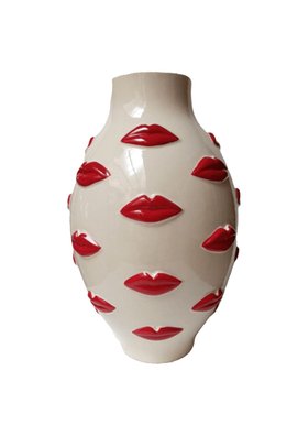 Large Red Kiss Me Lips Flower Vase