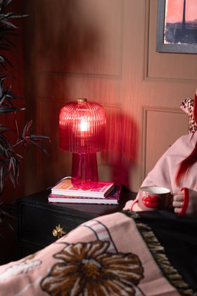 Hot Pink Seventies Glass Table Lamp
