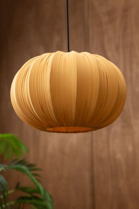 Ochre Pleated Fabric Ceiling Light