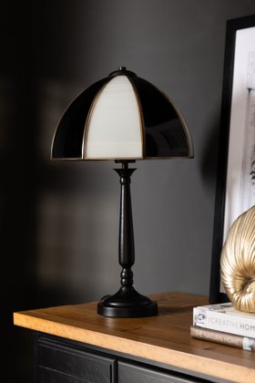 Domed Art Deco-Inspired Monochrome Table Lamp
