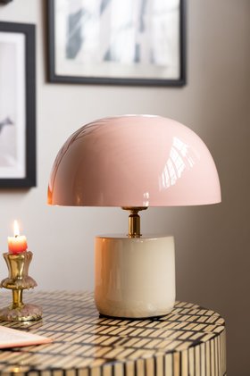 Dusky Pink & Stone Domed Table Lamp