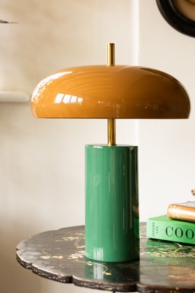 Caramel & Green Domed Table Lamp