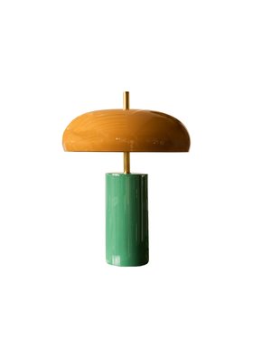 Caramel & Green Domed Table Lamp