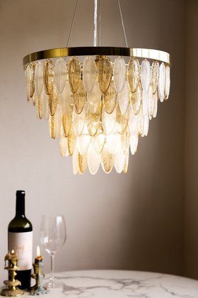 Stunning Art Deco Glass Feather Ceiling Light - SAMPLE