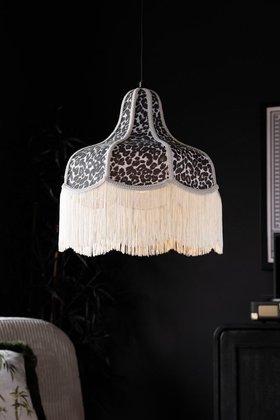 Monochrome Leopard Print Tassel Edge Ceiling Light - SECONDS