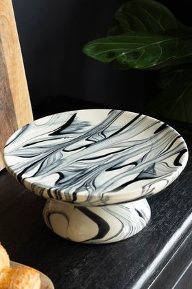 Black & White Marbled Cake Stand