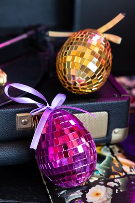 Set Of 6 Colourful Disco Easter Egg Decorations