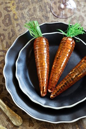 Set Of 6 Disco Carrot Easter Decorations