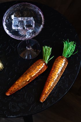 Set Of 6 Disco Carrot Easter Decorations