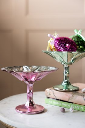 Set Of 2 Vintage-Style Coloured Glass Display Dishes