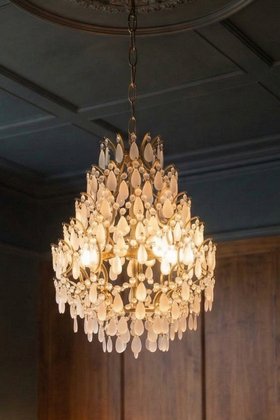 Gold Antique-Style Frosted Glass Teardrop Chandelier -SAMPLE