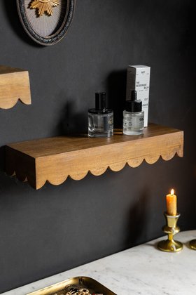 Scalloped Wooden Wall Shelf