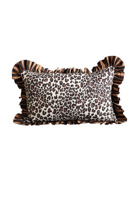 Leopard Print & Stripe Reversible Cushion