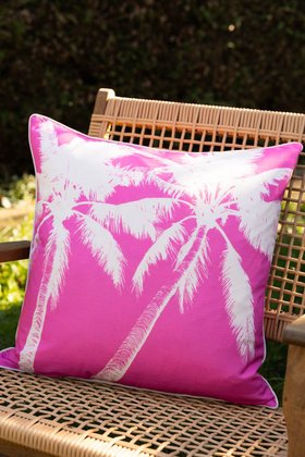 Pink Palm Tree Outdoor Cushion