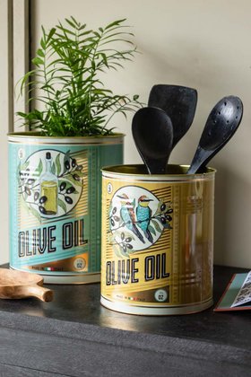 Set Of 2 Olive Oil Storage Tins - Large & Medium - SECONDS