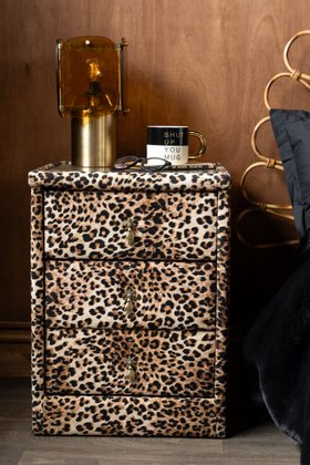 Signature Leopard Print Velvet Bedside Table