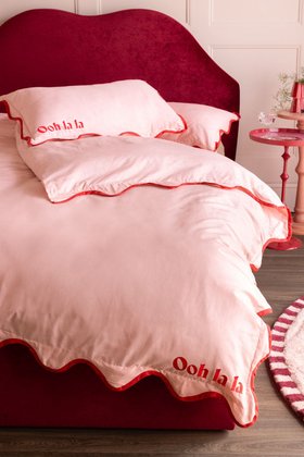 Ooh La La Pink & Red Scallop Edge Bedding Set - Available in 4 Sizes