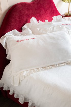 Love Note White Ruffled Bedding Set - Available In 4 Sizes