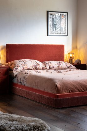 Tassel Bed in Burnt Sienna Needlecord Velvet - Available in 3 Sizes