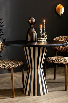 Round Carnival Stripe Wood Dining Table