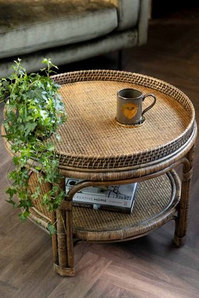 Dark Brown Rattan Coffee Table